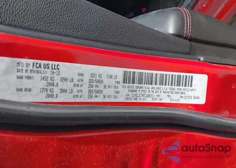 2015 Dodge Durango R/T z USA, uszkodzony, nr VIN 1C4SDJCT4FC180311